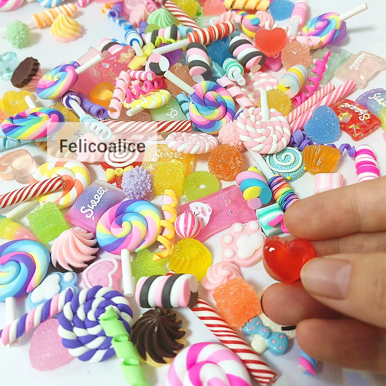 15 Stücke Neue Nette Harz Candy Lollipop Serie Flache Rückseite Scrapbooking DIY Schmuck Handwerk Dekoration Zubehör – Detail 1