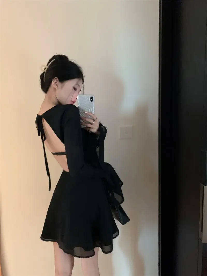 cute backless dress Casual Open Back Dresses Korean Gorgeous Dresses Maxi Dress Cute Casual White Dresses Korean Pretty White Dresses Leau Celine Corset Dress robe de mariage Color:Blue Porcelain Do Not Iron