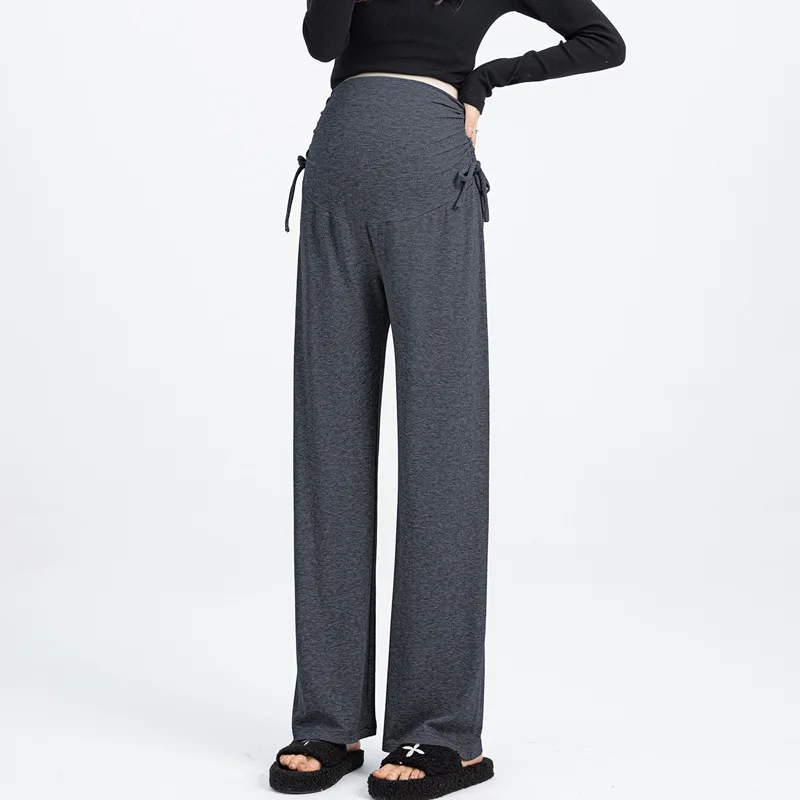Maternity Pants for Spring and Summer: Wide-Leg Trousers with Drawstring, Suitable for Wearing Outside  maternity clothes 3
