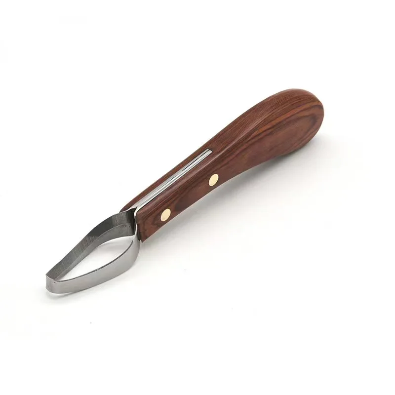 1pc Durable Stainless Steel Horse Hoof Knife with Comfortable Wood Handle - Essential Veterinary Tool for Trimming and Maintaini 3