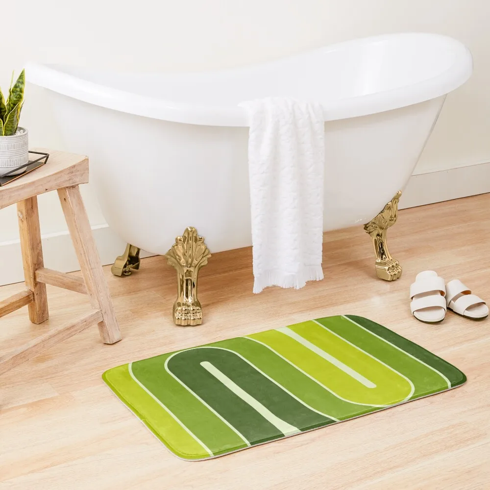 

Retro Geometric Double Arch Design Green Bath Mat Bathroom Rugs Anti-Slip Shower Toilet Carpet Mat