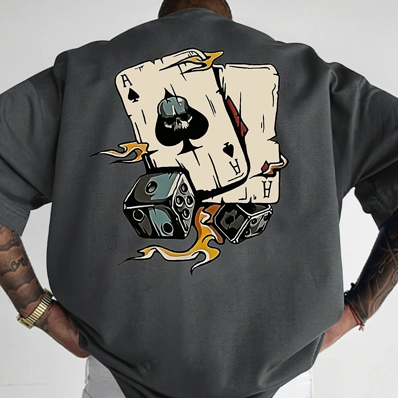 تي شيرت رجالي صيفي 100% من القطن الخالص كاجوال فضف...