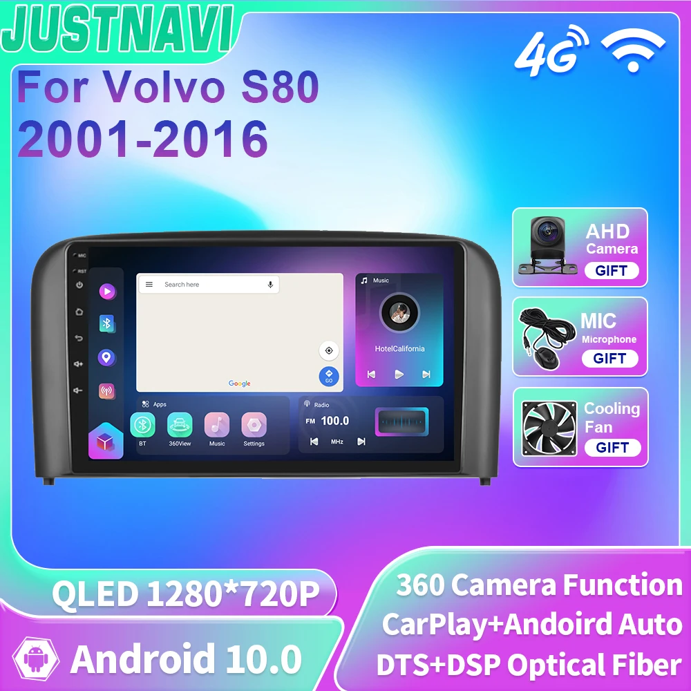 

JUSTNAVI QLED For Volvo S80 2001-2006 Android 10 Car Radio Multimedia Video Player GPS Navigation Carplay 4G WIFI DSP 2 Din DVD