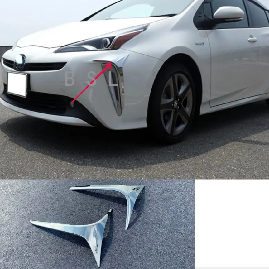 

For Toyota Prius 50series 2019 2020 ABS Chrome Front Fog Light Lamp Eyelid Cover Trim FogLight Eyebrow Cover Trim Garnish