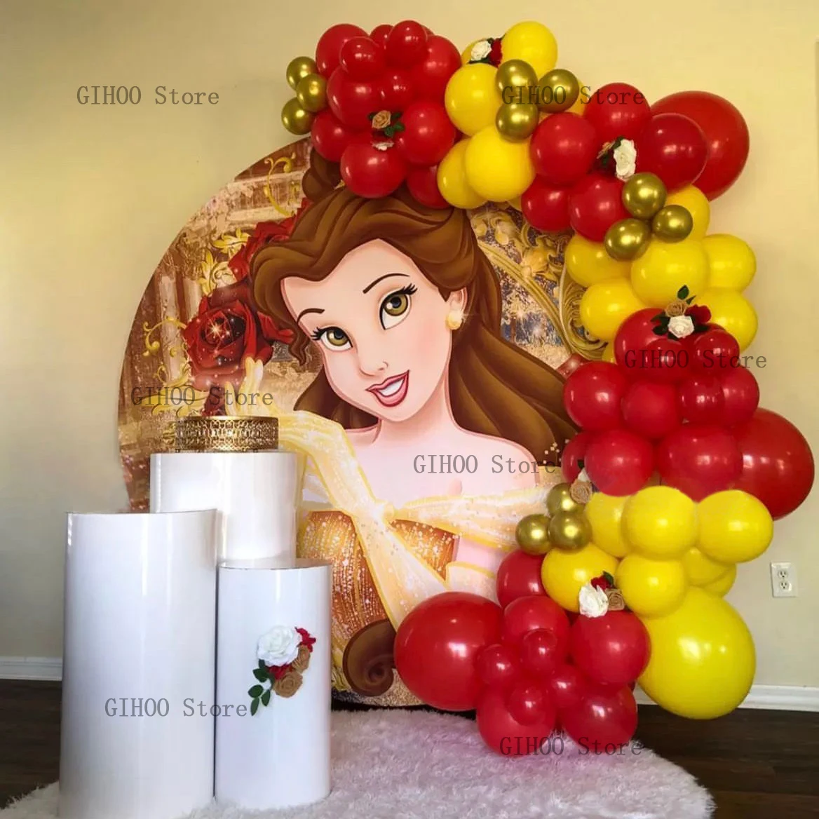 Excremento crecimiento error Globos de látex de La Bella y La Bestia de Disney para niñas, rojo y  amarillo guirnalda de arco de globos, decoración para fiesta de cumpleaños,  92 piezas _ - AliExpress Mobile
