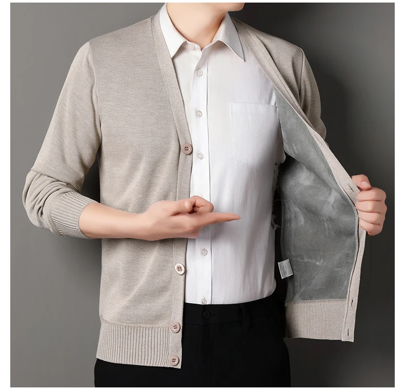 Männer Smart Casual Strickjacke V-ausschnitt Pullover Männer der Herbst Winter Kleidung Taste Stricken Strickjacken Herren Stricken Pullover Outwear – Detail 4