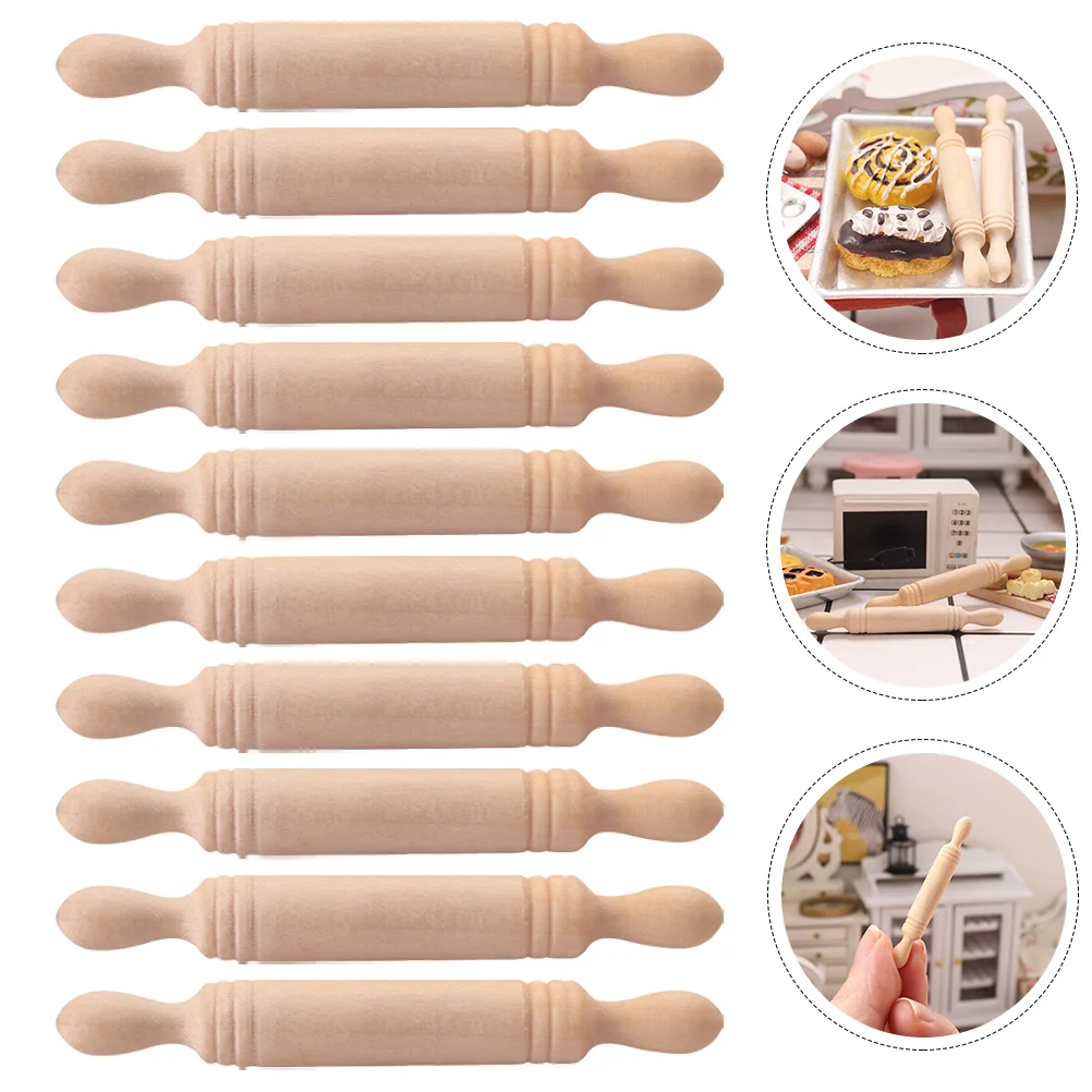 

Mini Wooden Rolling Pin Wooden Rolling Pin Shooting Props House Rolling Pin Models Miniature Scene Pocket Accessories