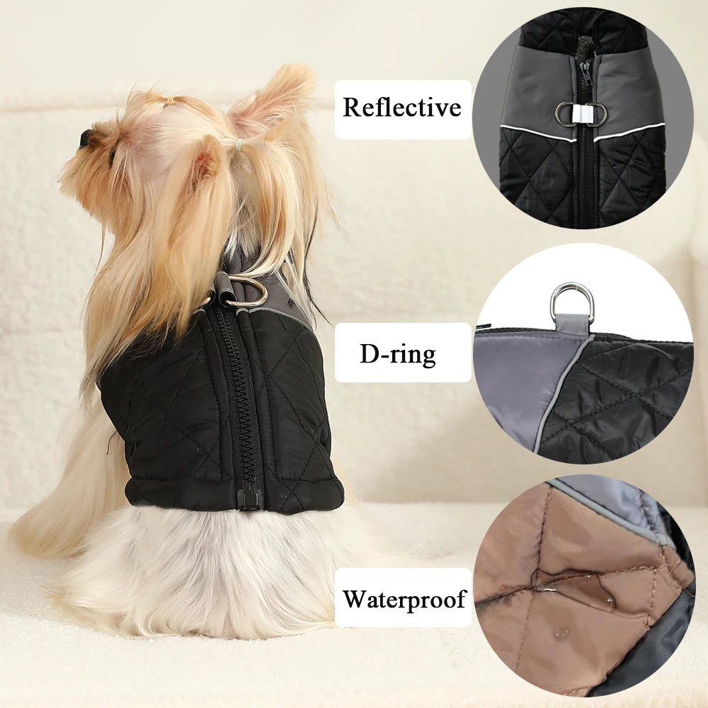 Windproof Reflective Winter Pet Jacket with D-ring