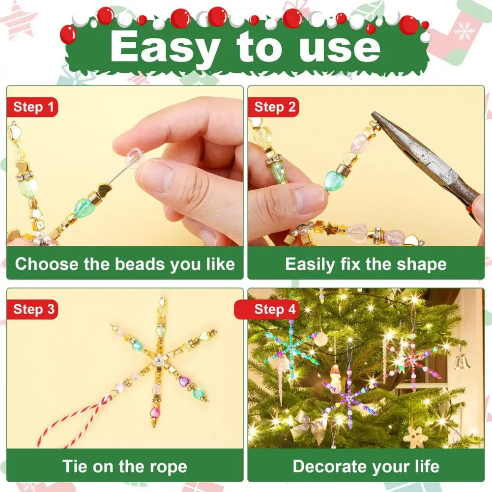 Snowflake Forms 30 Pcs Christmas Wire Metal 8-Petal Beading Wire DIY Beaded Snowflakes Home Decor jewelry making supplies