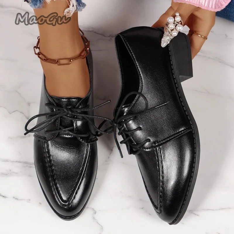 Elegant Patent Leather Dress Shoes Women 2025 Spring Summer Fashion Pointed  Toe Thick Heels Single Shoes Plus Size 43 Loafers - AliExpress 322