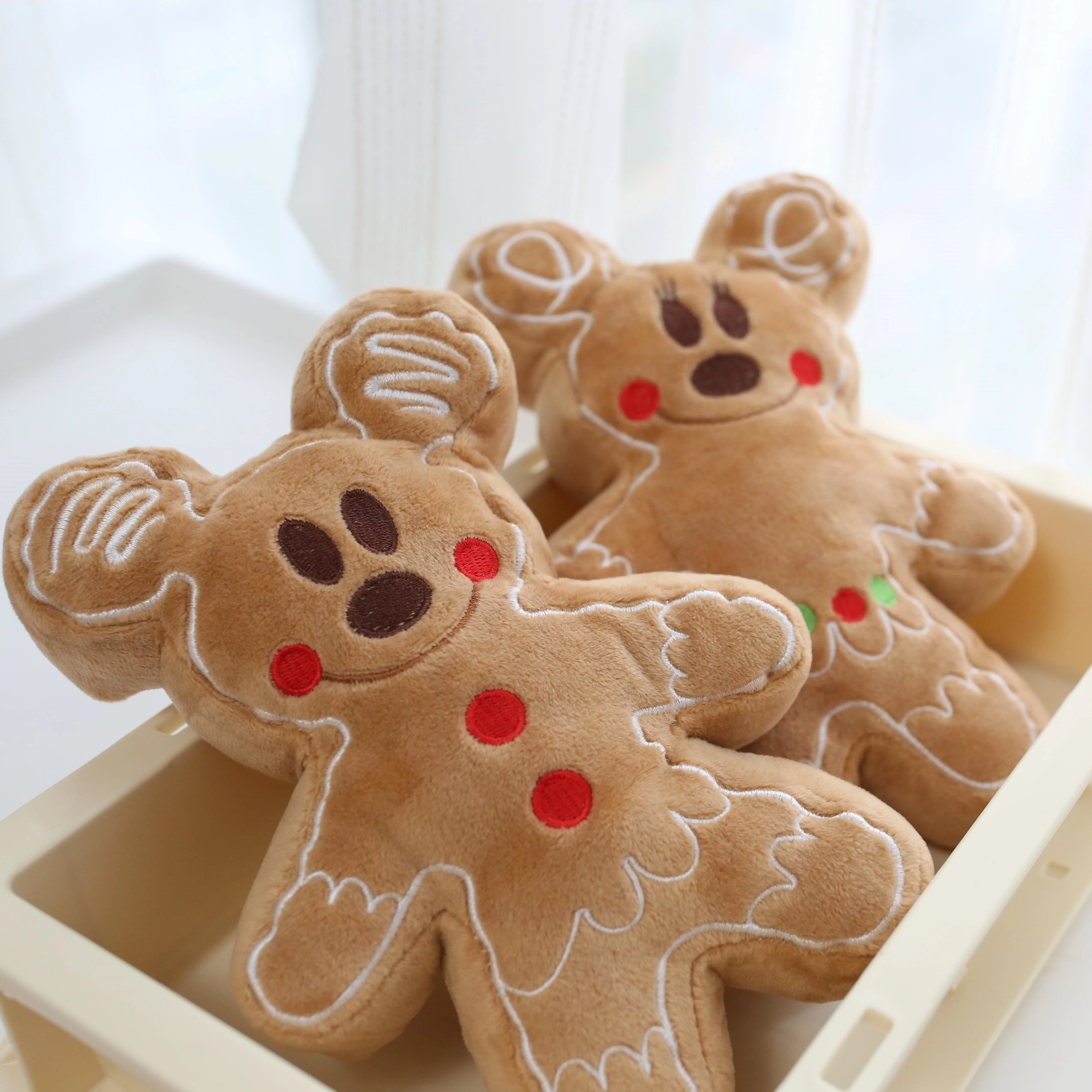 cute Gingerbread Man Mickey Minnie Plush Toy Bag Pendant Stuffed Anime Biscuit Plushies Cuddly Cookie Doll Home Decor Xmas Gifts