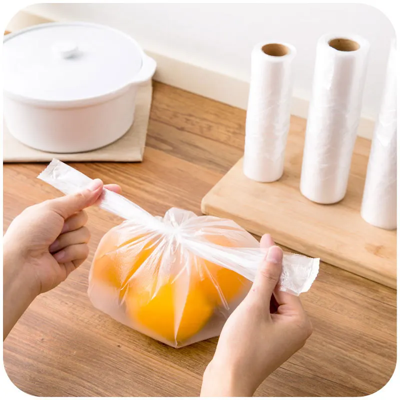 Big Sale!100PCS Transpare Roll Fresh-keeping Plastic Bags Refrigerator Food  Saver Bag 3 Sizes Food Preserving Storage Bags With Handle