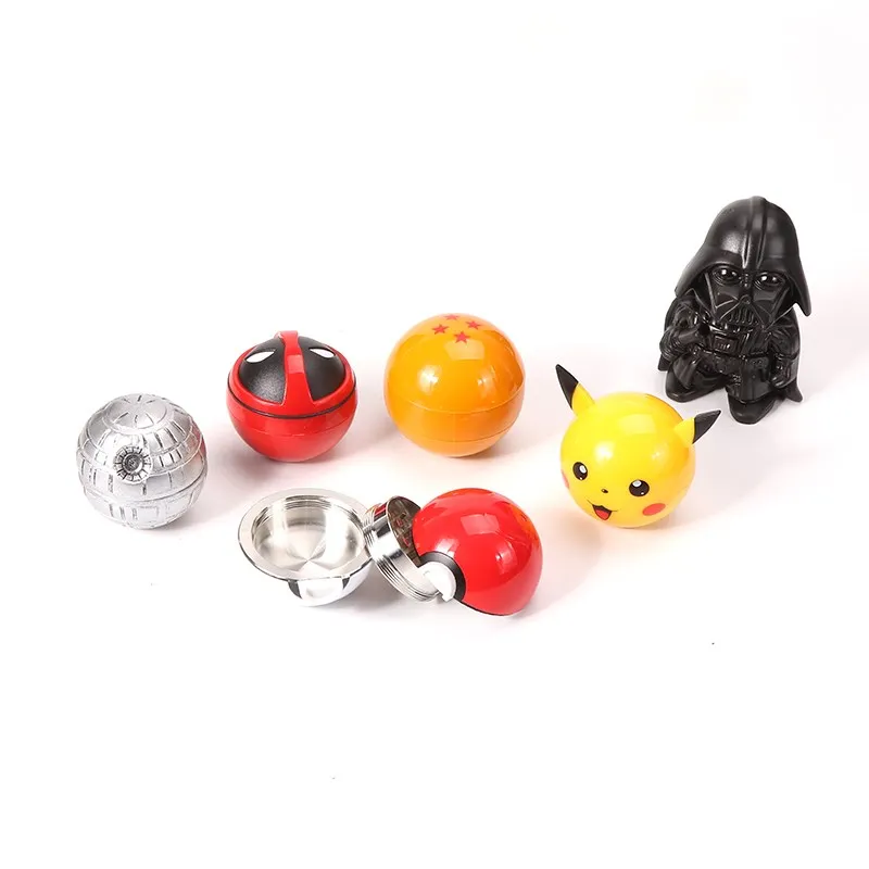 Smerigliatrice Pokeball All'Ingrosso 50Mm Poke Ball Herb Grinders Plastica In Lega Di Zinco 3 Parti Crucher Gadget Accessori Per Fumatori