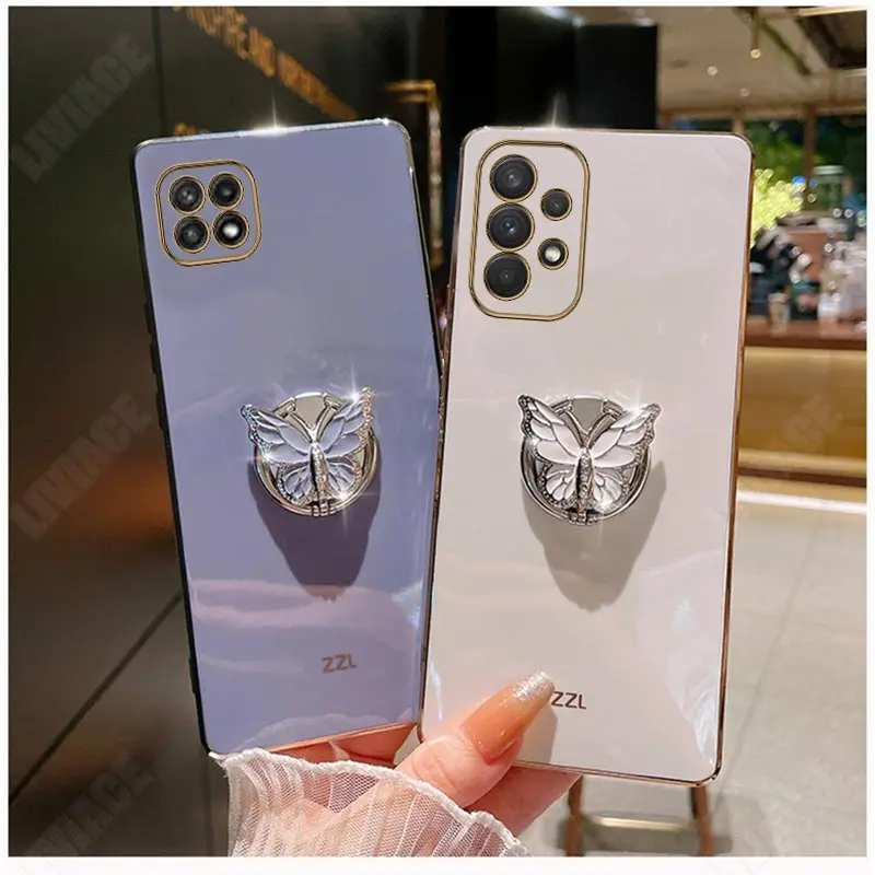 Butterfly Ring Phone Holder Plating Case with Stand Feature