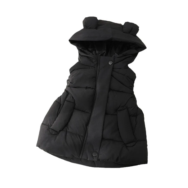 Solid Color Hooded Vest Top Winter Children Clothing Unisex Baby Outerwear Down Cotton Thickened Clothes Kid Waistcoat Down Vest