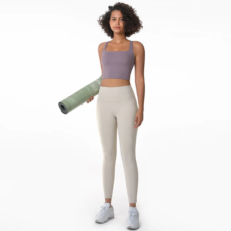 

Women's yoga pants with high waist LULU lifted peach buttocks and a naked feeling without any trace cropped pants