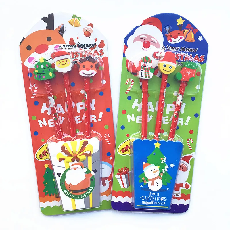 

Милый кавайный набор канцелярских принадлежностей с мультяшным рисунком карандаш ластик комбинированный Рождественский подарок студенческие принадлежности канцтовары оптом