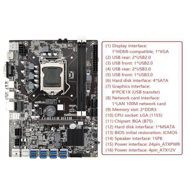best gaming motherboard for pc B75 BTC Mining Motherboard+G530 CPU+SATA Cable+2XDDR3 4GB 1600Mhz RAM LGA1155 8XPCIE to USB B75 USB BTC Motherboard gaming pc motherboard cheap