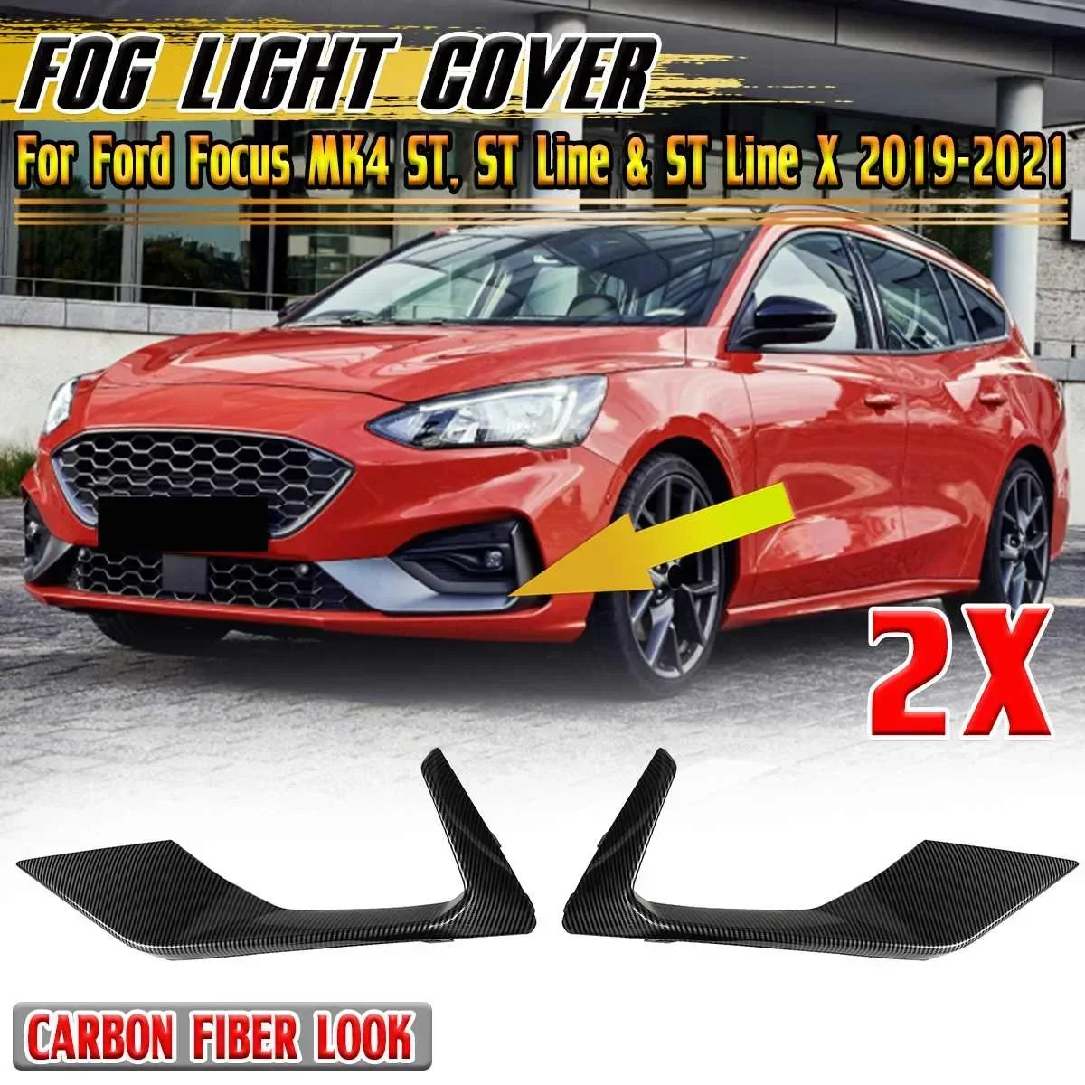 L + R Mk4 Copertura Fendinebbia Auto Anteriore Fendinebbia Modanatura Trim Per Ford Per Focus Mk4 St St Line & St Line X 2019-2021 Abs Body Kit