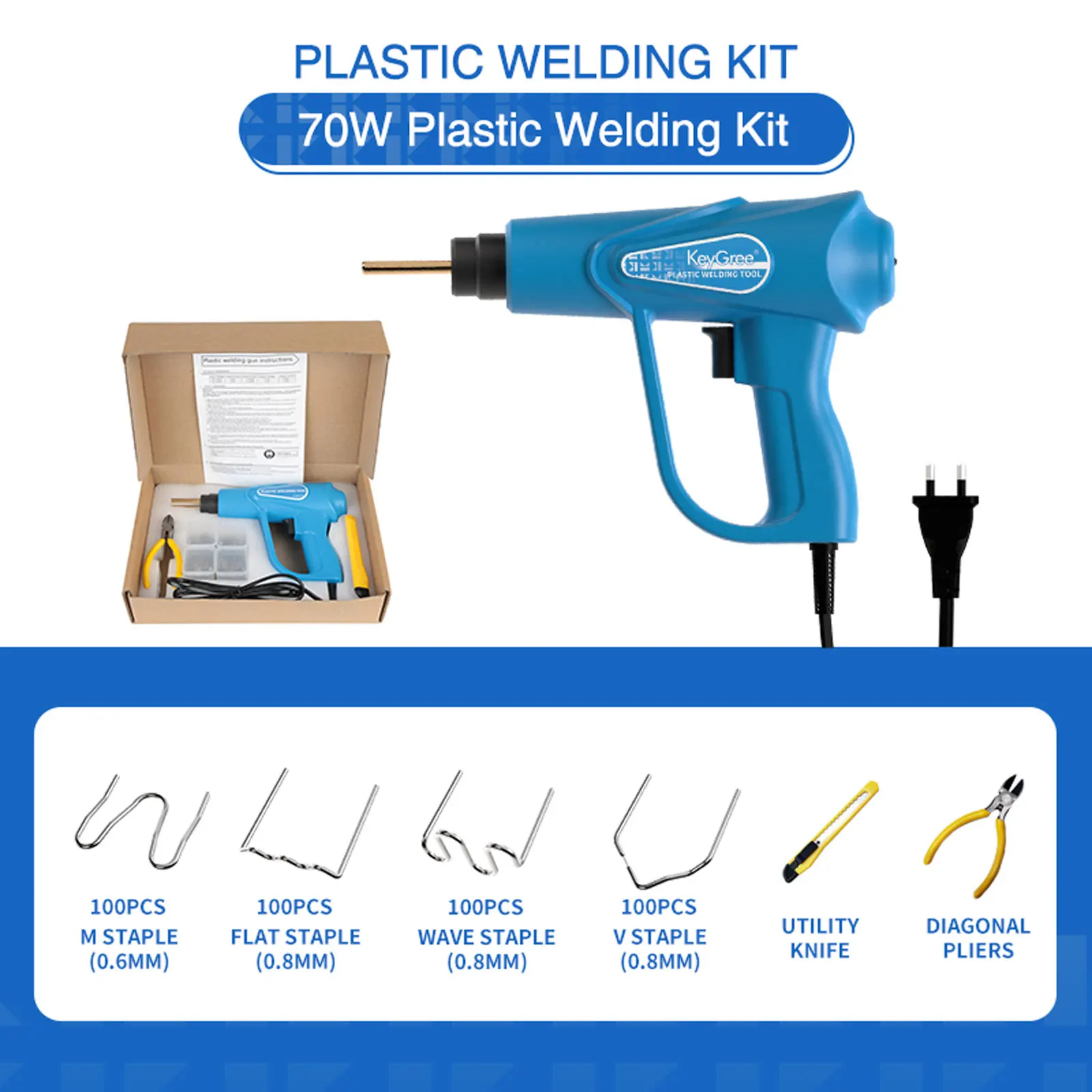 

Plastic Welding Machine 70W HOT Stapler Plastic Welder Heat Gun Bumper Soldering Staples Bumper Repair Car Tools Kit