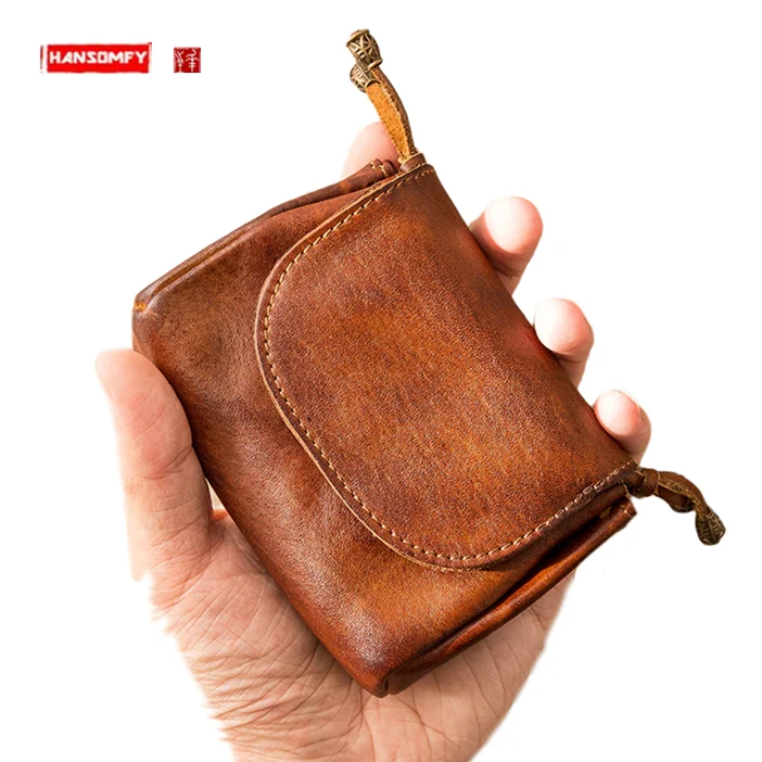 

Retro Genuine Leather Card Holder Men's and Women's Mini Coin Purse First Layer Cowhide Ultra-Thin Driving License Card Holder