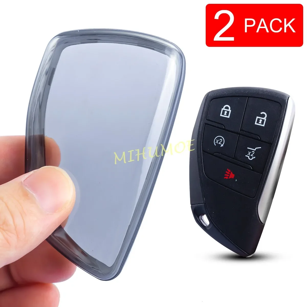 Transparent Smart Car Key Fob Cover with Keychain Attachment