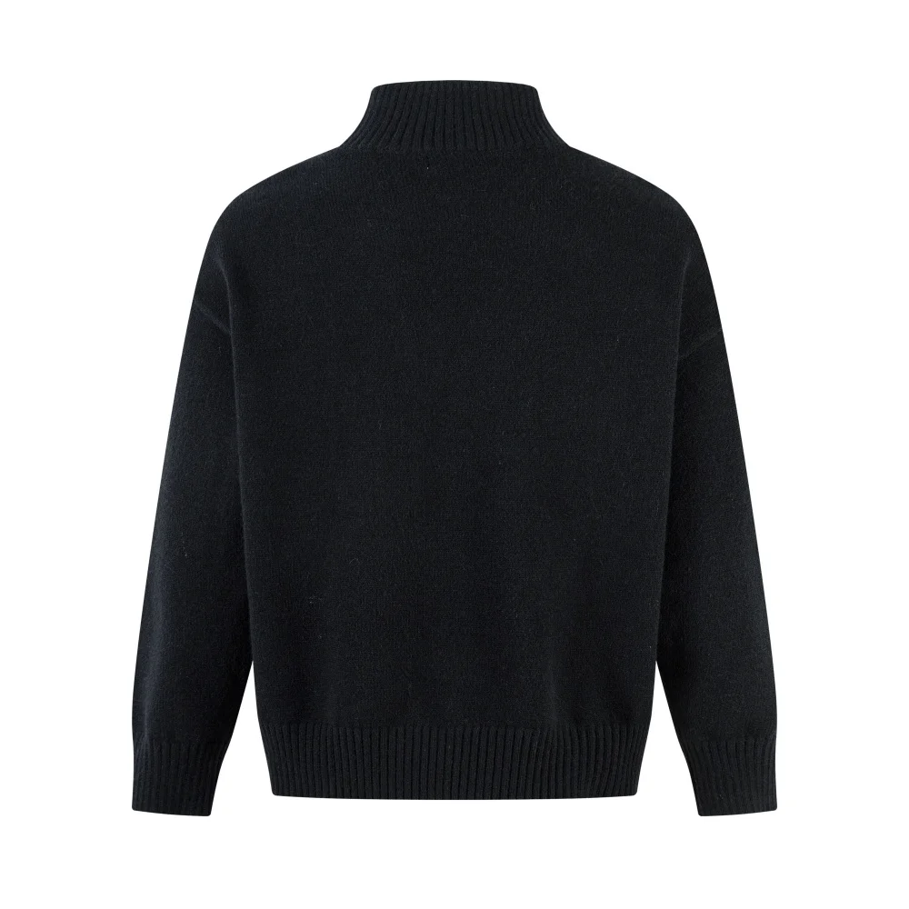 Solid Color Jacquard Sweater Mens Autumn Winter Casual Loose Half Zipper Long Sleeve Sweater Man