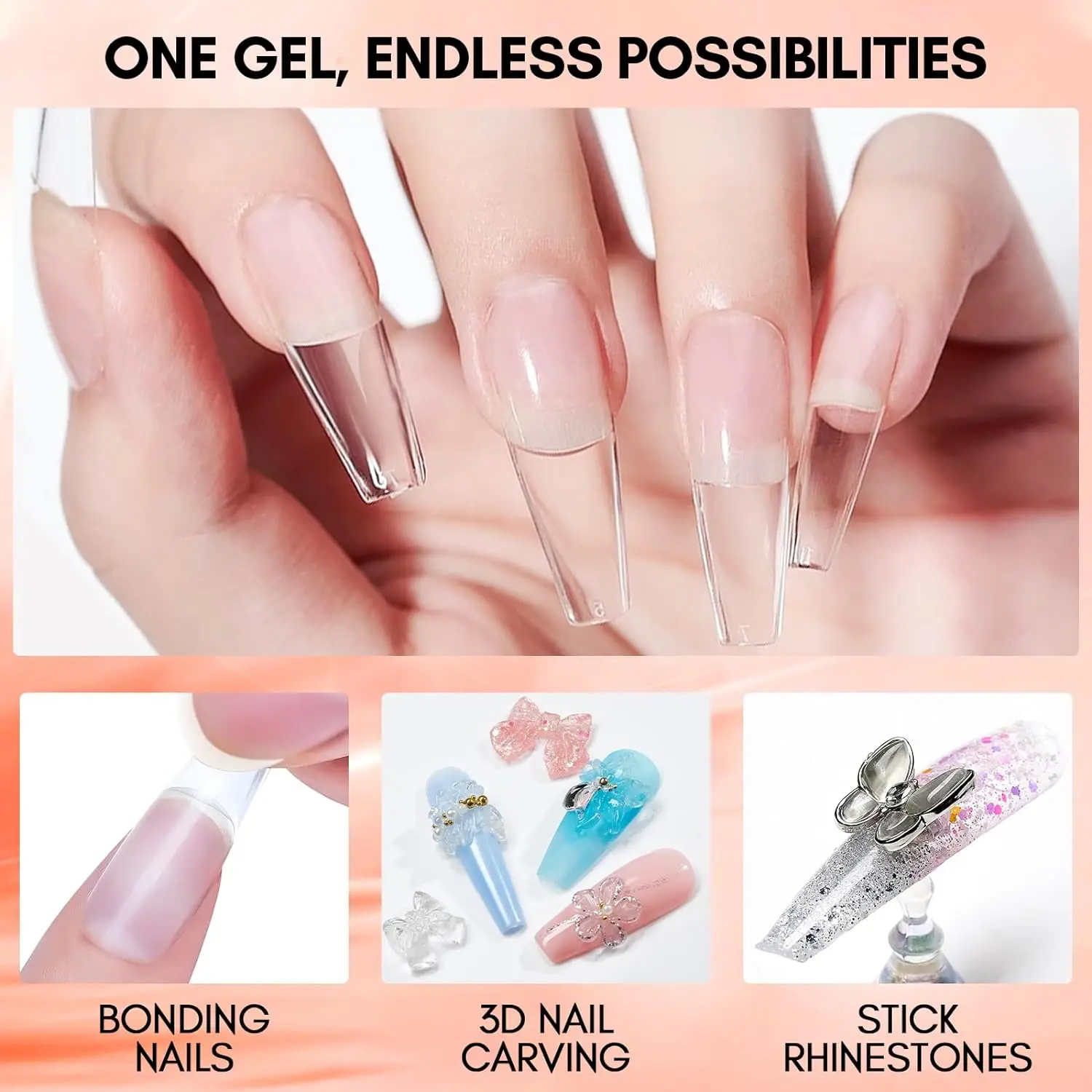 Nail Glue Makartt Solid Nail Gel For Acrylic Nail Tips Glue Gel Curing Needed UV Cured For Press On Nails Fake Nails Solid Adhesive