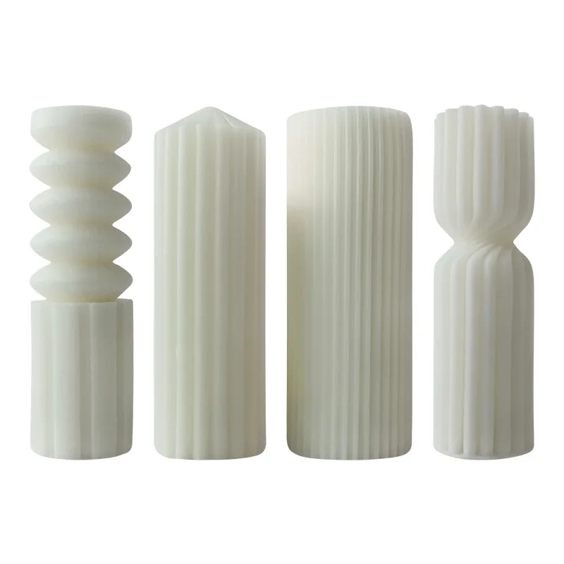 DIY Europäischen Stil Geometrische Römische Säule Duftkerze Gips Ornamente Form Gestreifte Zylindrische Silikon Kerze Form – Detail 6