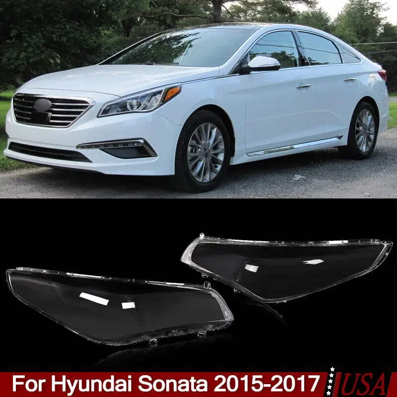 

Для Hyundai Sonata 2015-17 пара передних фар налобный фонарь крышка объектива прозрачная оболочка