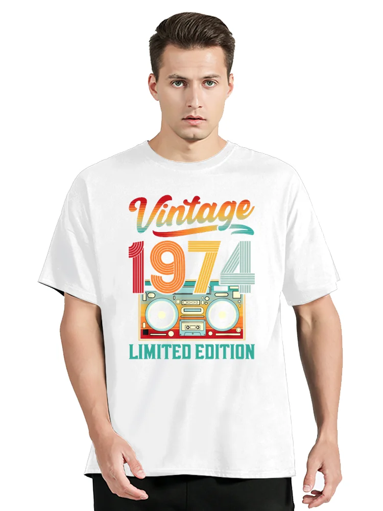 Geboren in Vintage 1974 limitierte Auflage Kassette T-Shirt Sommer mode lässige Herren bekleidung übergroße T-Shirt Tops Baumwolle T-Shirt – Detail 27