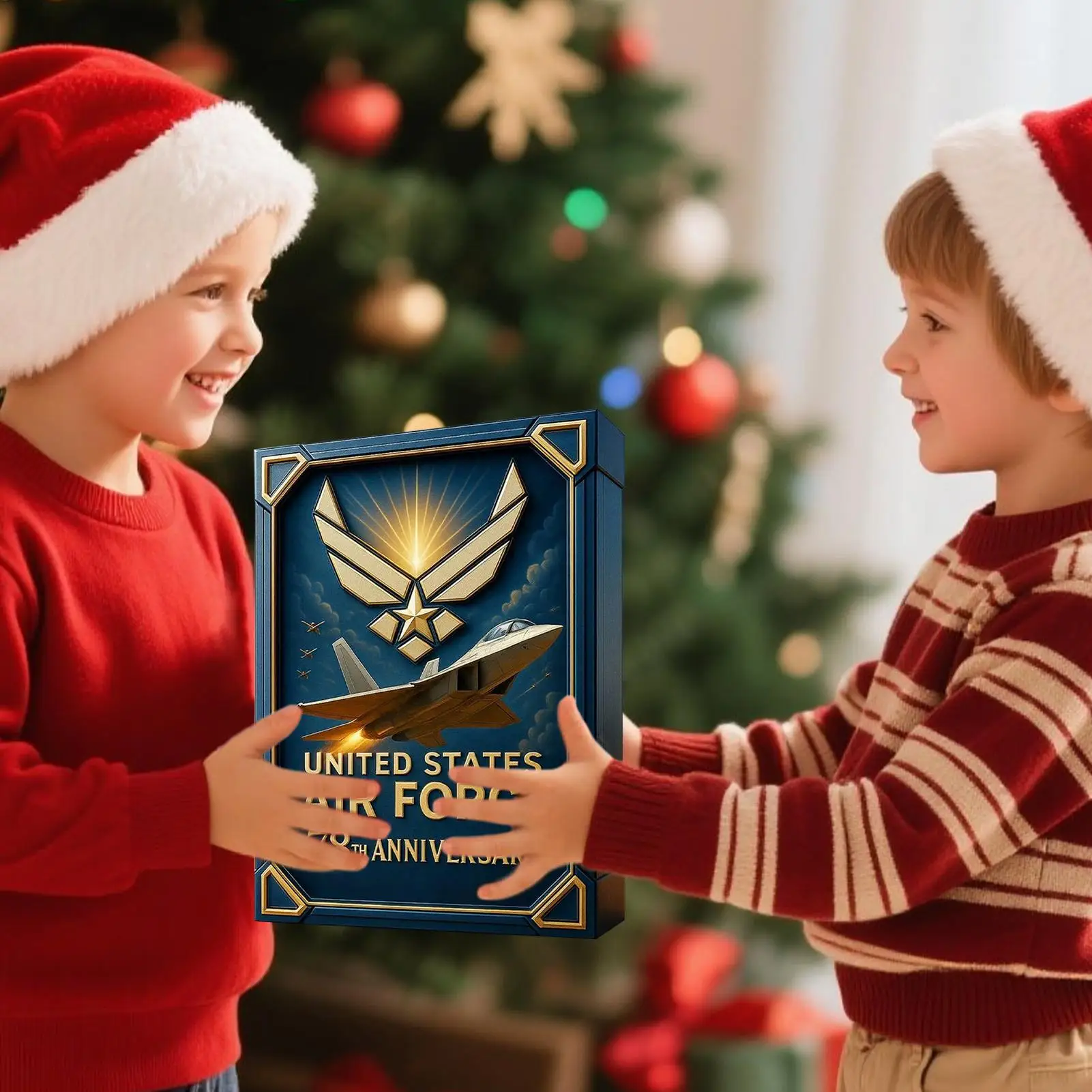 Christmas Aircraft Advent 2D Acrylic Ornaments Decor 24 Days Air Force 78th Anniversaries Tree Ornament for Aviation Enthusiasts