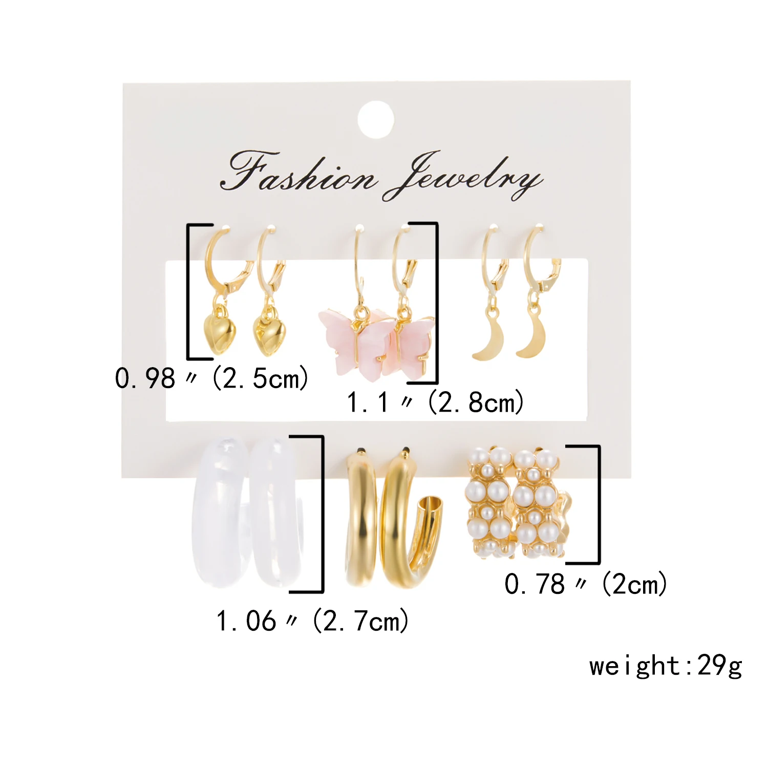 Korean Trendy Geometirc Butterfly Pearl Earrings Set For Women Resin Acrylic Star Heart Round Hoop Earrings Brincos Jewelry Gift