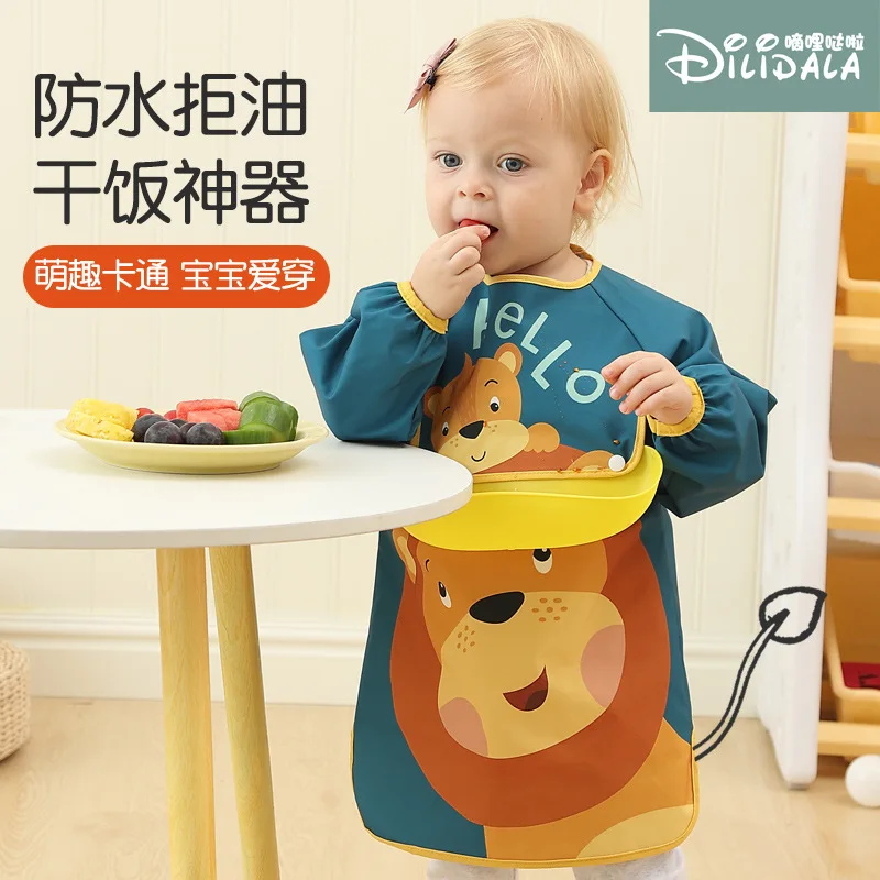 Baby Eating Bib Coat Children's Rice Pocket Waterproof Baby Saliva Bib Children's Food Feeding Silicone