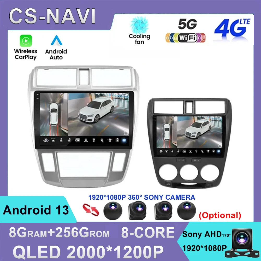 

Для Honda City 2008 2009 2010 2011 2012 2013 2014 Автомобильный мультимедийный плеер Android 13 радио головное устройство GPS навигатор Carplay WIFI 4G BT