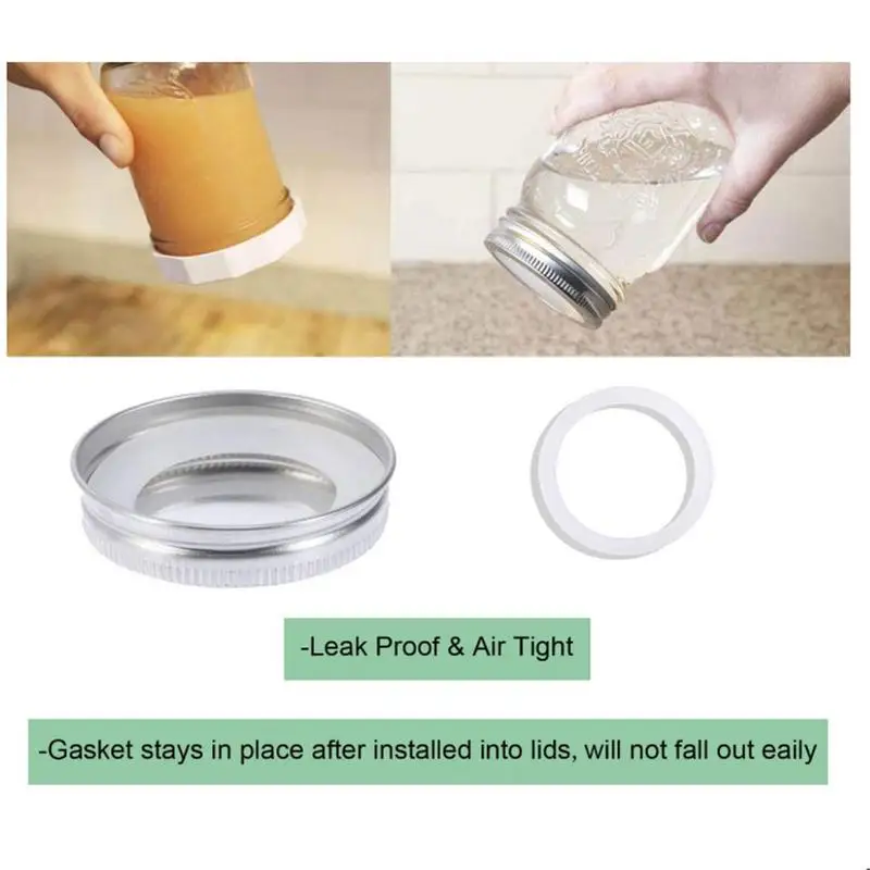 Storage Jar 10PCS Reusable Silicone Seals Plastic Storage Lids Gaskets For Leak Proof Mason Jar Lids O-ring 70/86mm Mason Jar Gaskets
