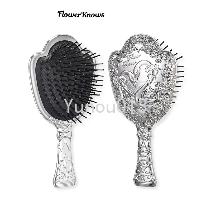 

Knows Swan Ballet Series Paddle Hair Brush Air Cushion Hair Comb Flower
