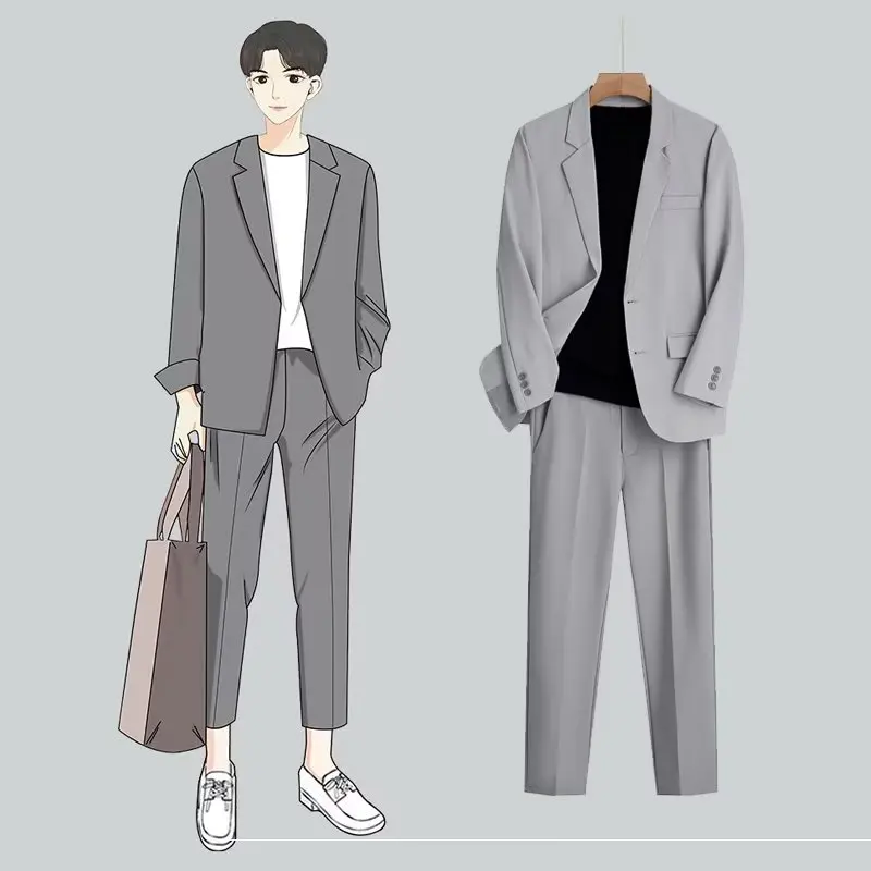 Spring and Summer Thin Style Loose Pendant Feeling Suit Men's Business Formal Wear Casual Trend Plankton Coat Tide Suits for Men