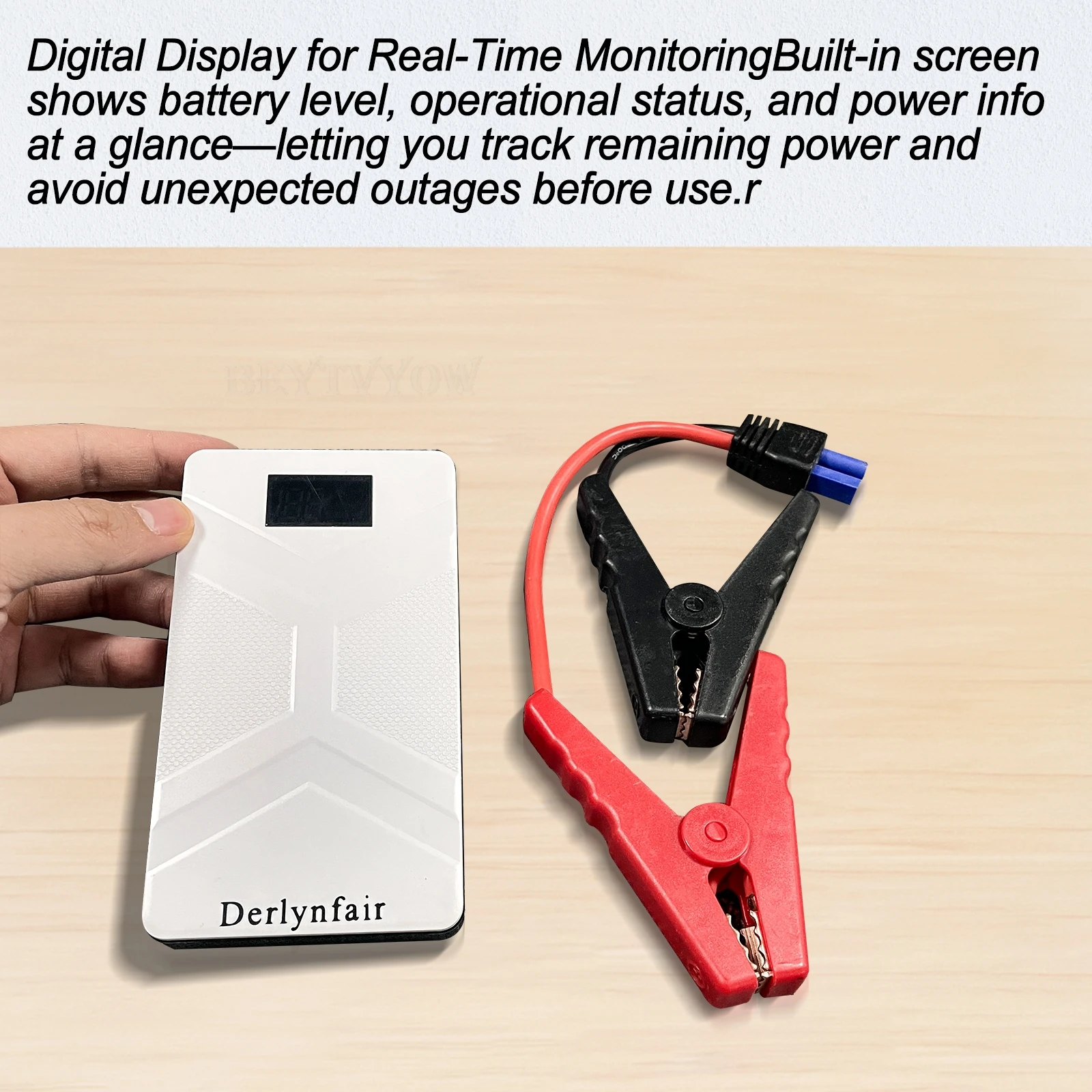 Derlynfair 12V Car Jump Starter with Digital Display - Portable Automotive Batte