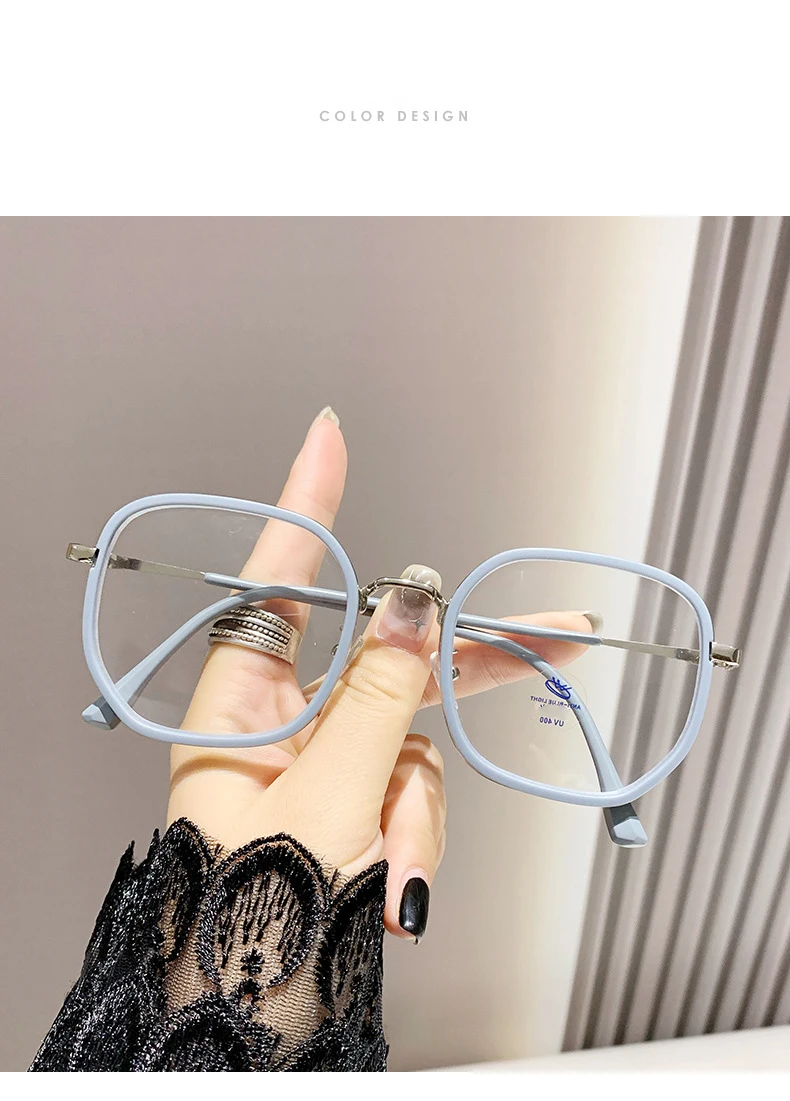 Candy Macaron Farbe Brillengestell für Frauen Myopie Brille rundes Gesicht ohne Make-up Persönlichkeit Brillengestell 7761 – Detail 9