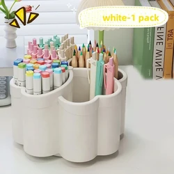 Compact Multi - Compartment Desktop Organizer for Stationery and Office Essentials (White)