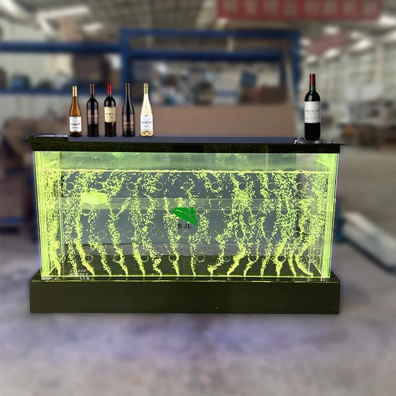 Custom.us 에드 살롱 나이트 클럽 가구 LED 조명, 빛나는 아크릴 물 거품 분수 바 카운터