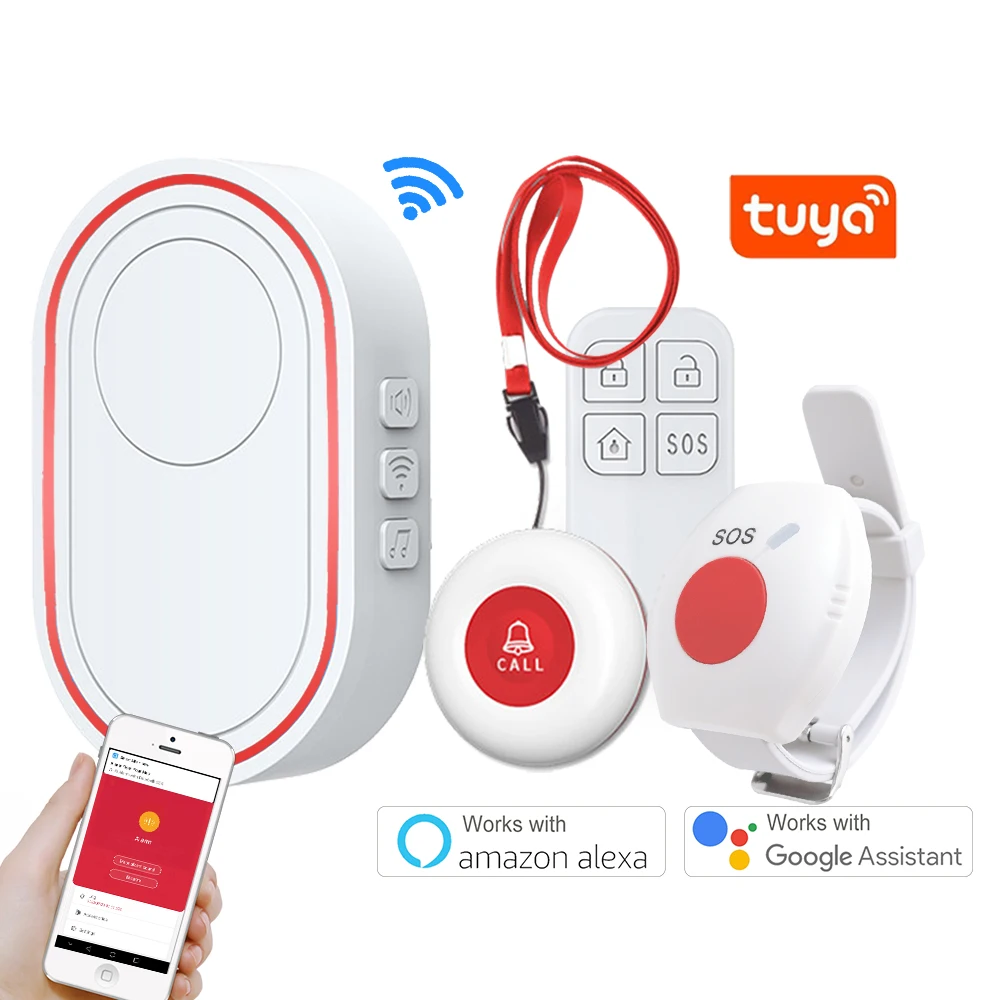 

WiFi Panic Button For Elderly Smart Wireless WiFi SOS Alarm Sensors Compatible With Alexa Google Home Tuya APP