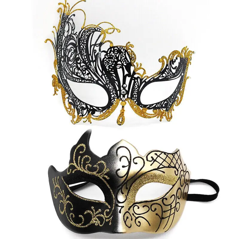 Women Masquerade Couple Mask Metal Masks Venetian Party Mask Halloween Costume Mask Mardi Gras Mask Roman Couple Suit