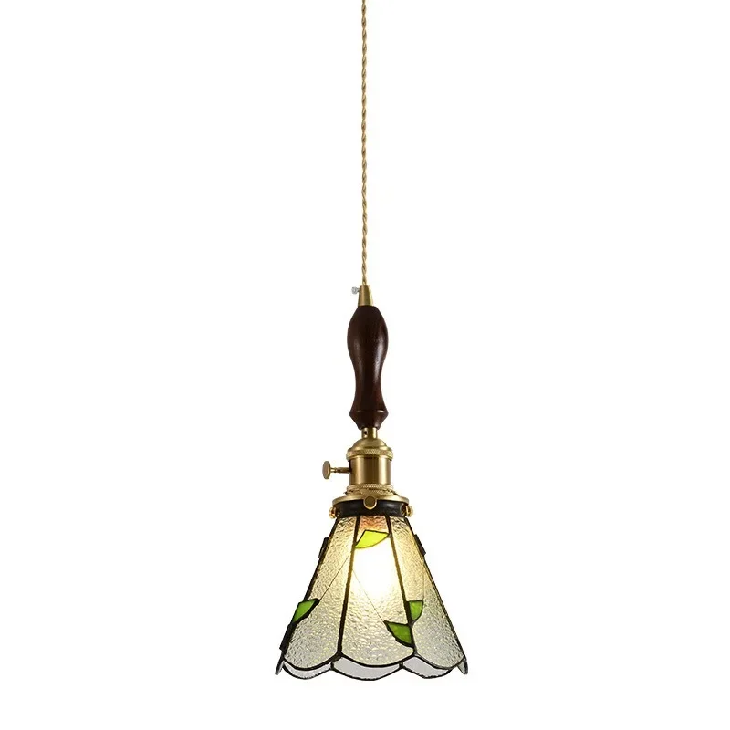 Homestay French Pendant Lamp Luxury All Copper Glass Ins Bedside Restaurant Balcony Corridor Porch Small Pendant Light