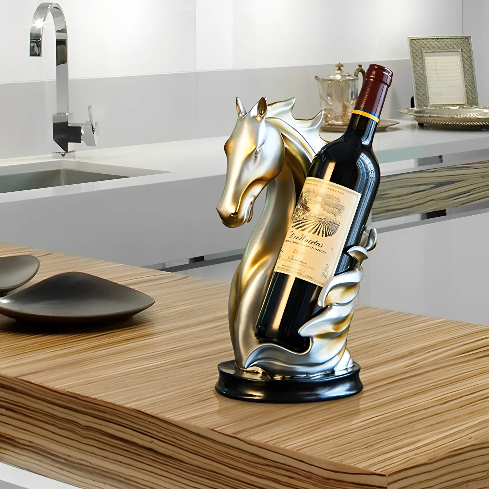 

Horse Shape Display Shelf Wine Holder Animal Statue Ideas Art Wine Bottle Rack Holder Home Party Decoration Sculpture Accessorie