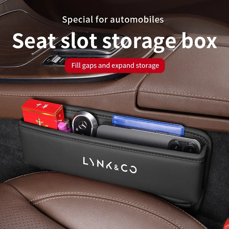 

For LYNK&CO 03 PHEV 05 09 PHEV 09 MHEV 01 06 02 03+ Leather Car Seat Gap Crevice Slot Storage Box Organizer Auto Accessories
