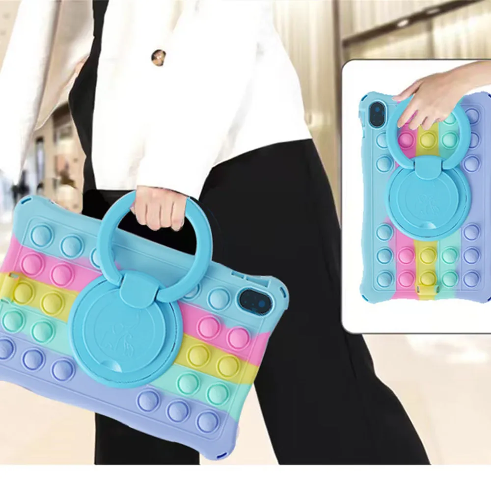 Children's 12 Silicone Tablet Case with 360° Rotating Kickstand and Strap