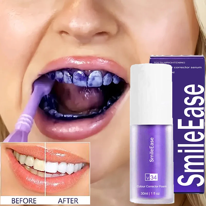 

V34 30ml Toothpaste Reduce Yellowing Tooth Purple Color Corrector Toothpaste For Teeth White Brightening Care Toothpaste 2024