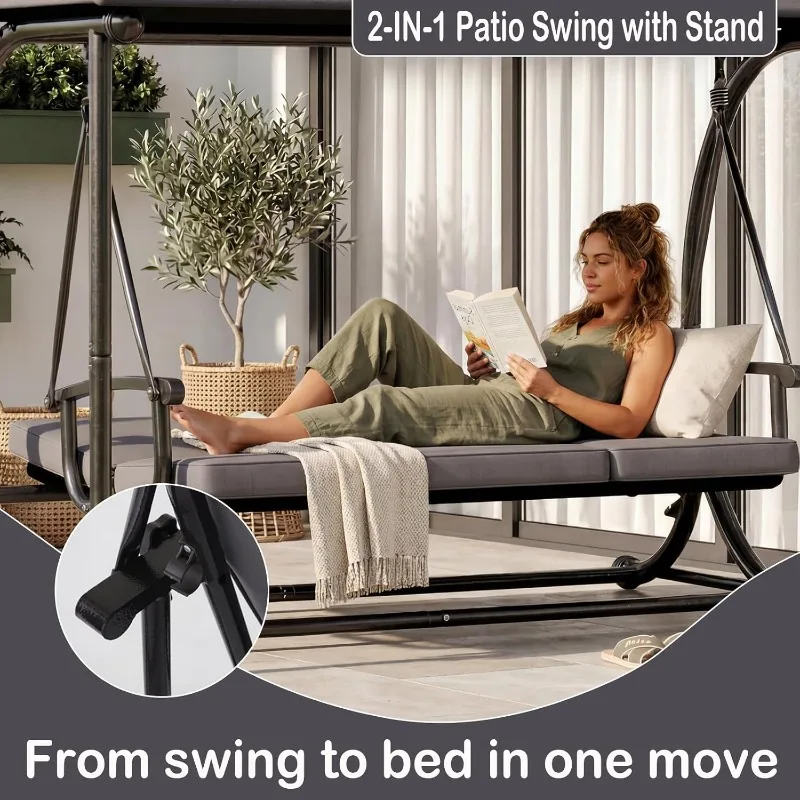 2-in-1 Patio Swing Bed 3